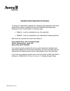 Subscriber Section – Avera Health Plans Disabled Adult Dependent