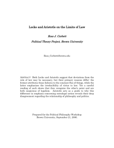 Locke and Aristotle on the Limits of Law