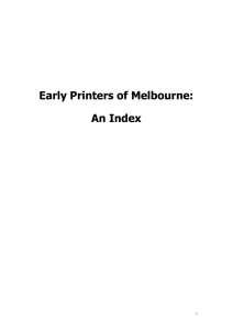 Early Printers of Melbourne