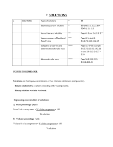 2. SOLUTIONS 2 SOLUTIONS Types of solutions * 34 Expressing