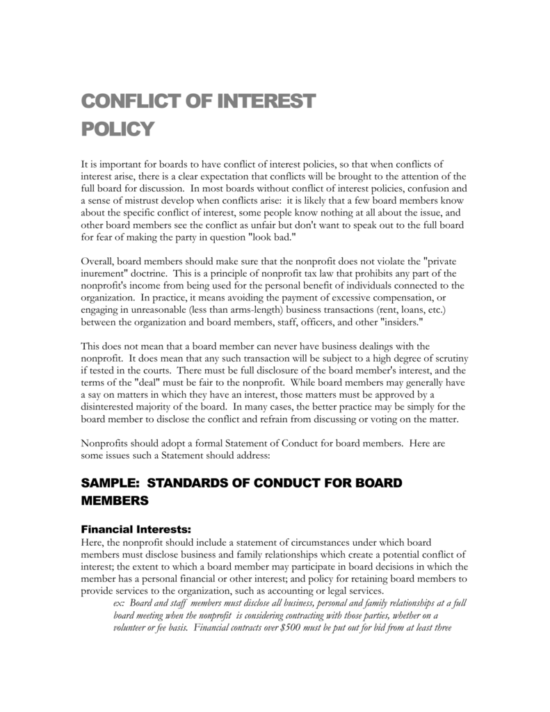 conflict of interest essay