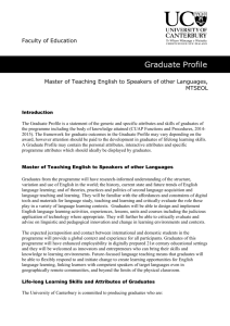 Master of Teaching English to Speakers of other Langauges