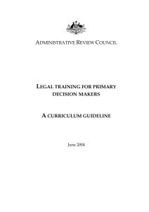 Legal training for primary decision makers A curriculum guideline