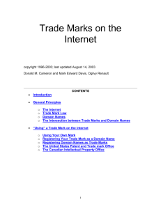 Trade Marks on the Internet