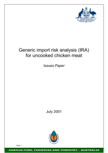 Generic import risk analysis (IRA) for uncooked chicken meat Issues