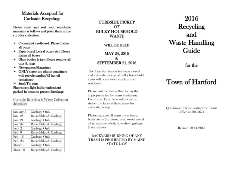 Recycling Waste Collection Schedule 