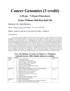 Cancer Genomics - School of Systems Biology