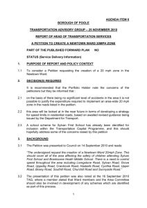 a petition to create a newtown ward 20mph zone