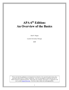 APA 5th Edition: An Overview of the Basics