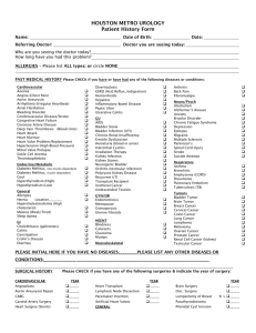 HOUSTON METRO UROLOGY Patient History Form Name: Date of