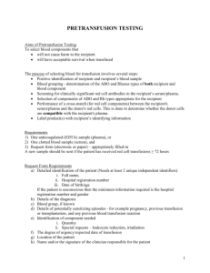 Aims of Pretransfusion Testing