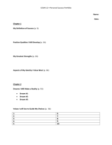 COUN 12 • Personal Success Portfolio Name: Date: Chapter 1 My