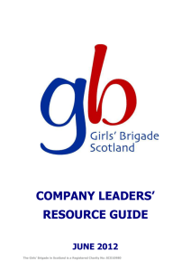 Company Programme Plan - Girls` Brigade Scotland