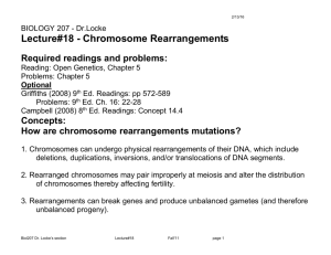 Lecture#18 - Chromosome Rearrangements