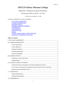 Syllabus Agreement - San Diego Community College District