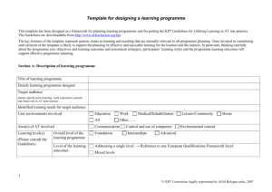 Template for the Design of a Learning Programme