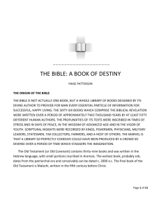 The Bible: A Book Of Destiny