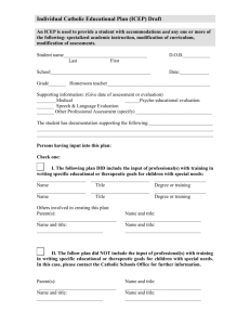 Individual Catholic Educational Support Plan (ICES Plan)