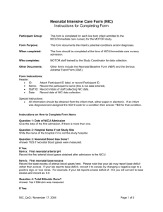 Neonatal Intensive Care Form (NIC)