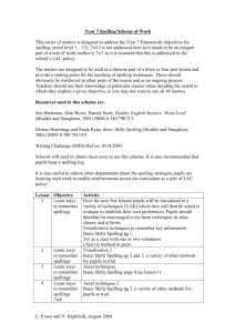 Year 7 Spelling Scheme of Work