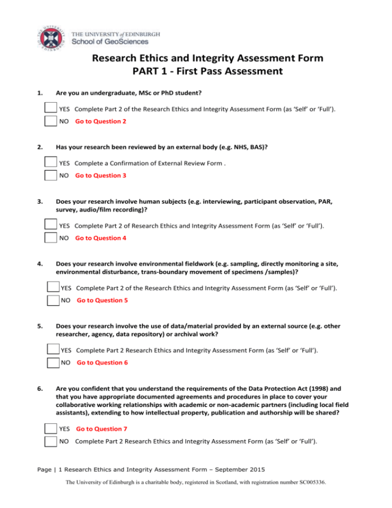 Ethics Application Form University of Edinburgh