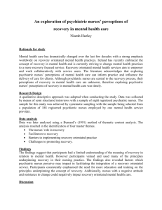 An exploration of psychiatric nurses` perceptions of recovery in