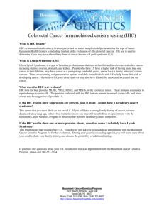 IHC-handout-Beaumont - Lynch Syndrome Screening Network