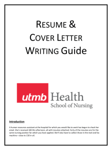 Resume & Cover Letter Writing Guide UTMB School Of Nursing
