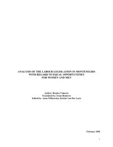 ANALYSIS OF THE LABOUR LEGISLATION IN MONTENEGRO