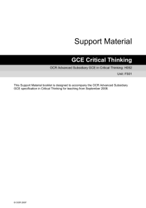 Unit F501 - Introduction to critical thinking