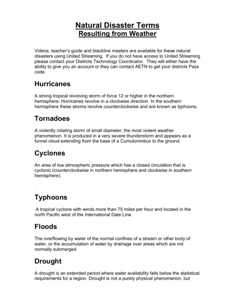 Natural Disaster Terms