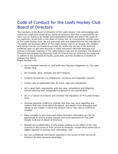 Code of Conduct for the Leafs Hockey Club Board of Directors