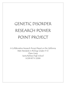 GENETICS DISORDER RESEARCH PROJECT