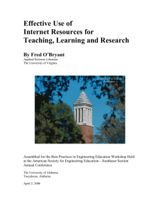 Effective Use of Internet Resources for Teaching, Learning and