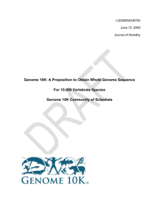 Genome 10K: A Proposition to Obtain Whole Genome Sequence For