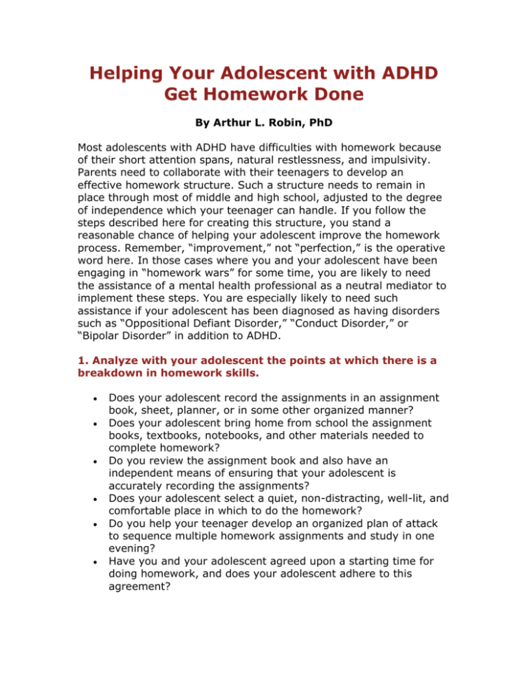 how to get homework done with adhd