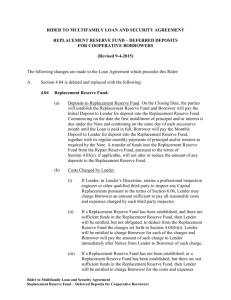 Replacement Reserve Fund - Deferred Deposits