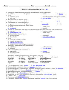 Ch 2 Quiz – Chemical Basis of Life