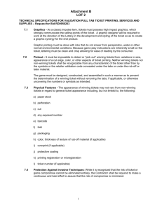 Attachment B - Validation Pull Tab Ticket Specifications