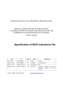 Specifications of NICE Goods and Services Indications