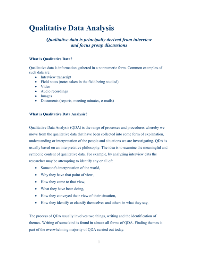 presentation analysis and interpretation of data qualitative research sample