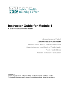 Instructor Guide for Module 1 - Empire State Public Health Training