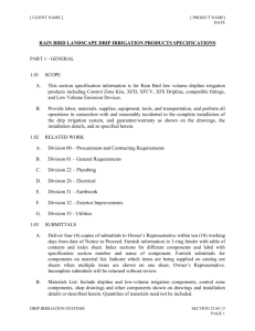 Landscape Drip Specifications
