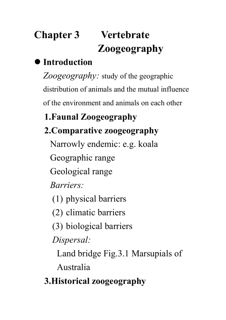 Chapter 3 Vertebrate Zoogeography