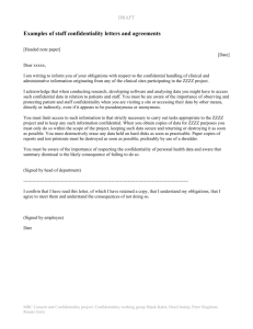 Examples of staff confidentiality letters and agreements