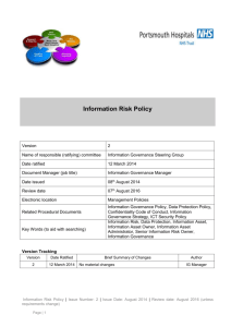 Information Risk Policy - Portsmouth Hospitals Trust