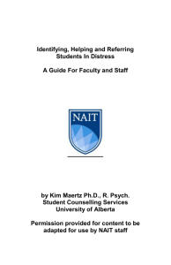 Identifying, Helping and Referring Students In Distress: A