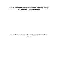Lab 3: Protein Determination and Enzyme Assay of Crab and Onion