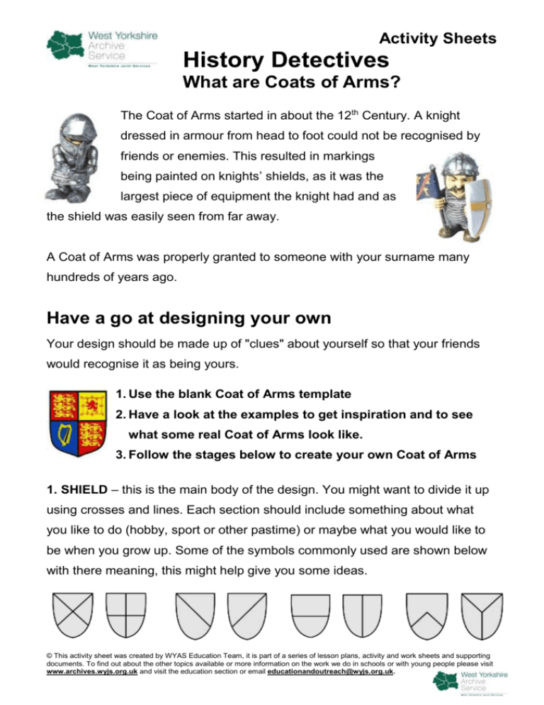 Design Your Own Coat Of Arms Activity, What Do You Mean By Coat Of Arms