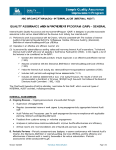 Internal Audit Quality Assurance Program (QAIP) Sample